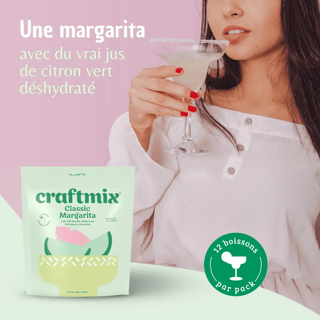 Comment Préparer la Meilleure Margarita Facile à Emporter | Cocktails, smoothies, matcha, lattes - PAUSE AND MIX Sachet de jus de citron déshydraté pour une margarita avec la marque craftmix