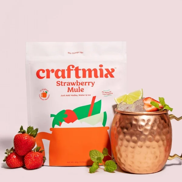 Cocktail Fraise-Gingembre en Poudre – Pack 12 Sachets