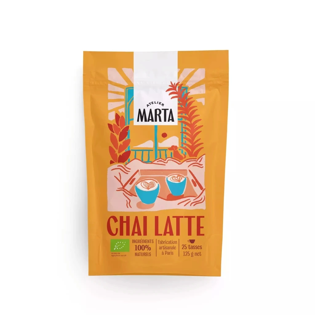 Sachet de chai latte bio Pause and Mix – Préparation instantanée, goût naturel et crémeux